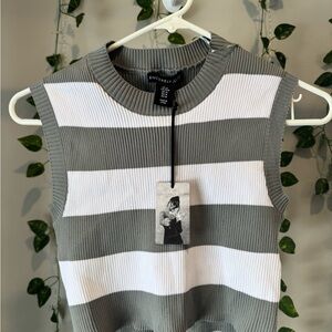 Sincerely Jules Striped Sleeveless Top - Green and White